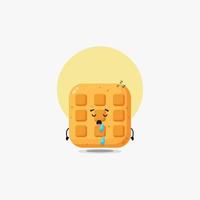 Cute waffle character sleeping vector