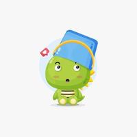 Cute crocodile character with bucket helmet illustration vector