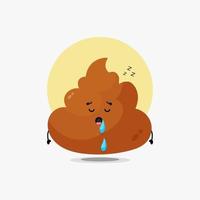 Cute poop character sleeping vector