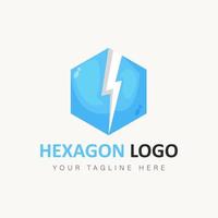 hexágono con logotipo de trueno estilo de dibujos animados icono ilustración vector