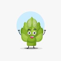 cute artichoke vegetable character laughing happily vector