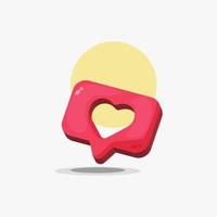 ilustración de diseño de icono de notificación de redes sociales en forma de corazón vector