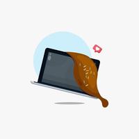 Laptop covered in chocolate cream icon illustration vector