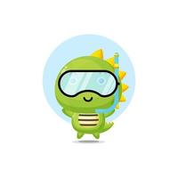 lindo personaje de cocodrilo con equipo de buceo vector