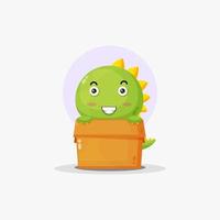 Cute crocodile character in the box vector