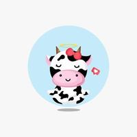 Cute cow doing yoga pose illustration icon vector