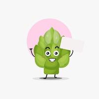 cute artichoke vegetable character smiling with blank paper vector