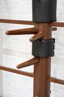 Wing Chun Wooden Dummy. Chinese kung fu practice dummy tool photo