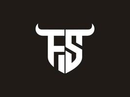 Initial FS  Bull Logo Design. vector