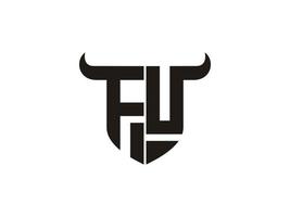 Initial FU Bull Logo Design. vector