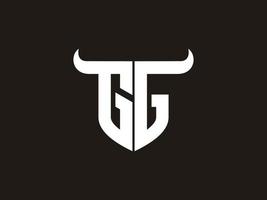 Initial GG Bull Logo Design. vector