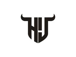 Initial HJ Bull Logo Design. vector