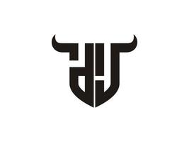 Initial DJ Bull Logo Design. vector