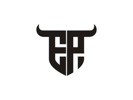 Initial EP Bull Logo Design. vector