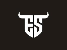 Initial ES Bull Logo Design. vector