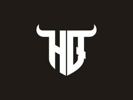 Initial HQ  Bull Logo Design. vector