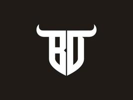 Initial BD Bull Logo Design. vector
