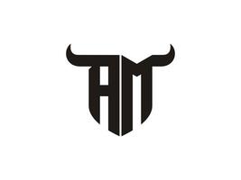 Initial AM Bull Logo Design. vector