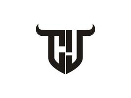 Initial CJ Bull Logo Design. vector