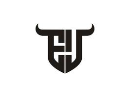 Initial EJ Bull Logo Design. vector