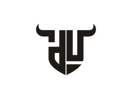 Initial DU Bull Logo Design. vector