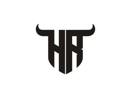 Initial HR Bull Logo Design. vector