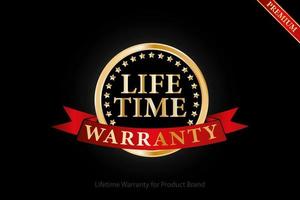 lifetime warranty golden logo with ring and red ribbon isolated on black background, vector design for product warranty, guarantee, service, corporate, and your business.