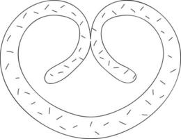 Pretzel icon illustration in sketch style.Hand drawn bread isolated on white background. vector