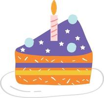happy birthday cake, illustration in a cartoon style. Logo for cafes, restaurants, coffee shops, catering. vector