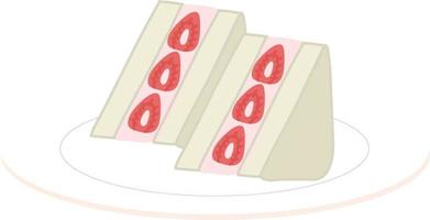 Sándwiches de frutas de fresa, ilustración en un estilo de dibujos animados. logo para cafeterías, restaurantes, cafeterías, catering. vector