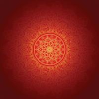 Decorative golden mandala on red background vector