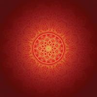 Decorative golden mandala on red background vector