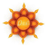 Realistic decorative diwali diya celebration card background vector