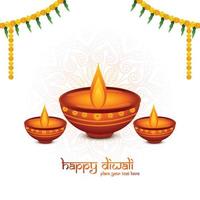 Fondo de tarjeta de felicitación de celebración de festival indio feliz diwali vector