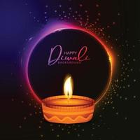 Elegant greeting card happy diwali diya celebration festival background vector