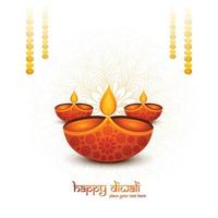 Indian religious festival diwali background with lamps vector