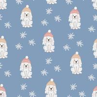 Dog winter seamless pattern vector