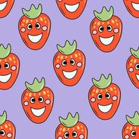 Groovy Strawberry seamless pattern vector