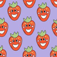 Groovy Strawberry seamless pattern vector