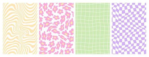 Y2k background. Wave, swirl, twirl, twisted, floral, chessboard texture in trendy retro 2000s style. vector