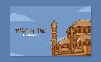 milad un nabi diseño de banner islámico decorativo con mezquita vector