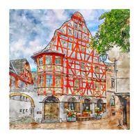 Limburg Germany Watercolor sketch hand drawn illustration vector