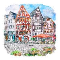 Limburg Germany Watercolor sketch hand drawn illustration vector