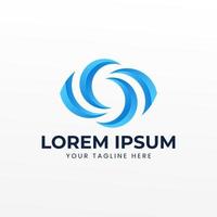 Abstract Circle Swirl Recycle Wave 3D gradient Blue Symbol. Logo for Technology, Logistics company Business Vector Template