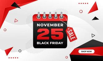 Black friday sale banner with calendar illustration for background layout design vector