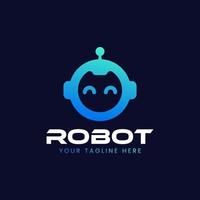 Cute Robot icon. Bot symbol design. Chatbot icon concept. Voice support service bot. Online support technology. Modern Gradient style character illustration vector
