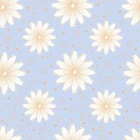 Seamless pattern with yellow calendula in a linear style isolated on blue background vector