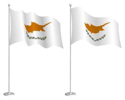 flag of republic of Cyprus on flagpole waving in the wind. Holiday design element. Checkpoint for map symbols. Isolated vector on white background