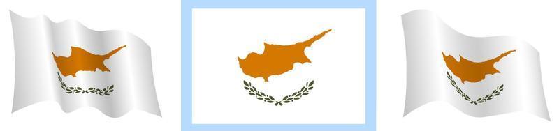 flag of republic of Cyprus in static position and in motion, developing in wind in exact colors and sizes, on white background vector