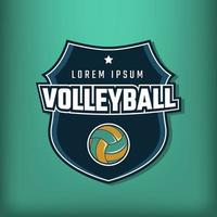 Logo template design with volleyball and shield vector